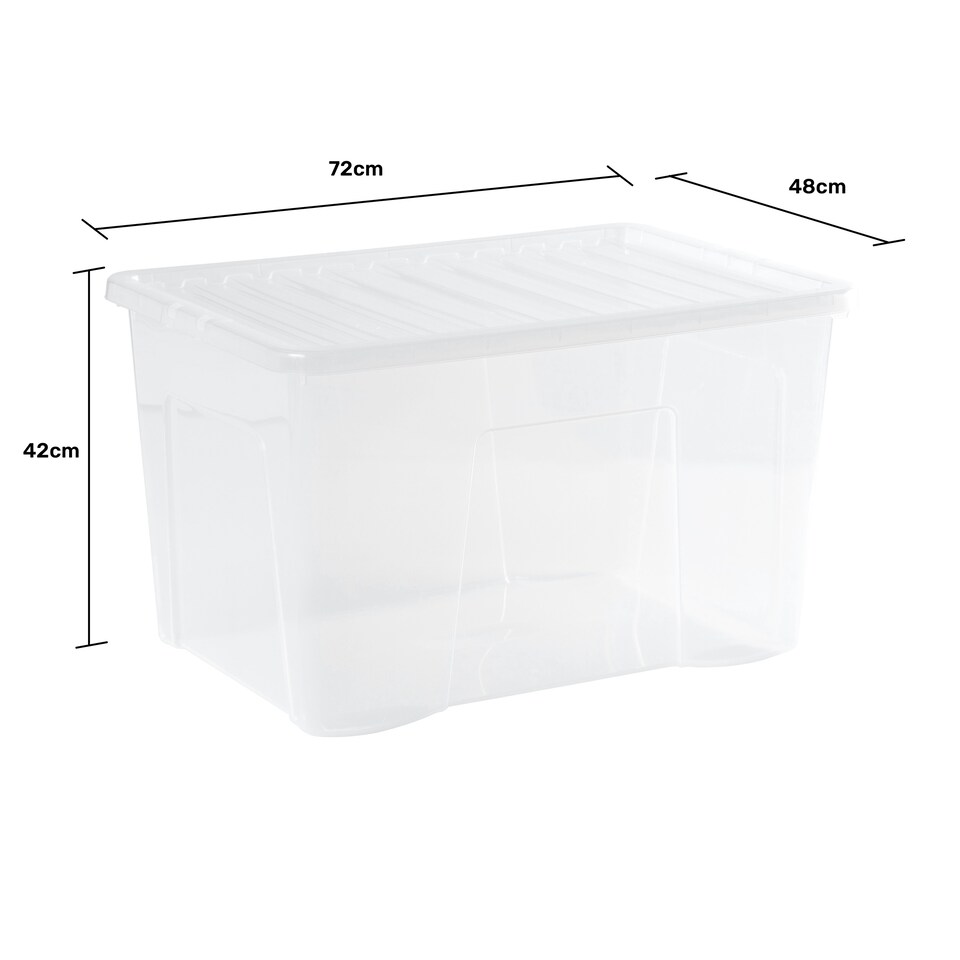 image 1 of Wham Crystal 4 x 102L Stackable Plastic Storage Boxes with Lids Clear Clear