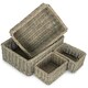 image 1 of Set of 4 Wicker Grey Wash Storage Tray Brown