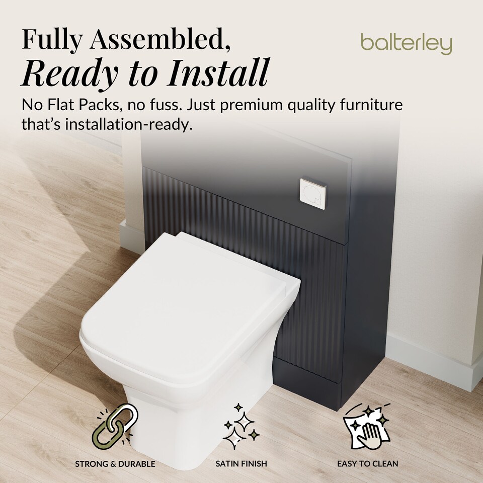 image 1 of Contemporary Fluted 500mm Floor Standing WC Unit, Dark Grey | Grey | Satin Soft Black | 253 x 500 x 810mm