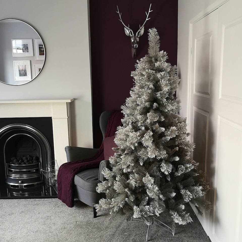 image 1 of 6ft (180cm) Premier Snow Fir Grey PVC Christmas Tree with 587 Cashmere Tips