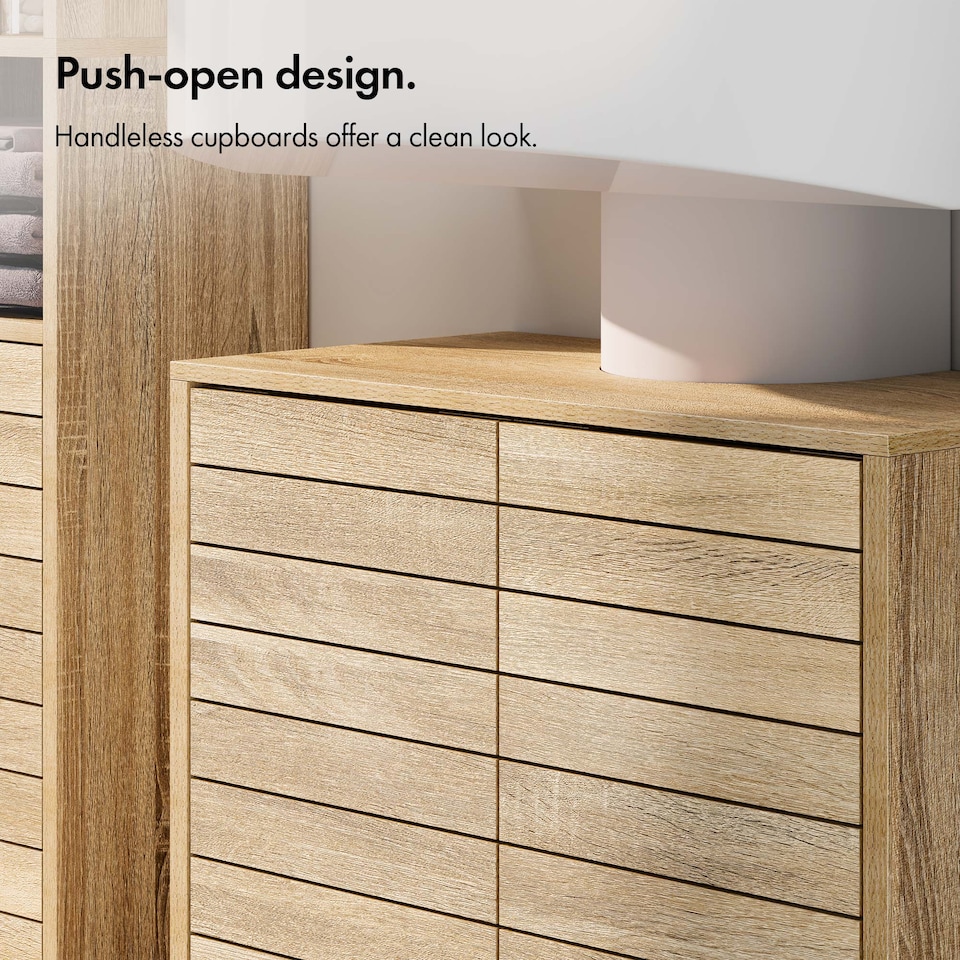 image 1 of VonHaus Chester Under Sink Bathroom Cabinet in Oak Effect