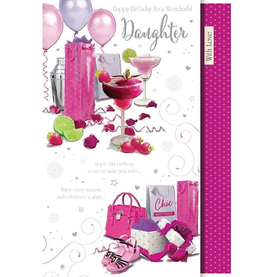 Words 'n' Wishes Traditional Daughter Birthday Card, Birthday Card for Daughter, Multi-Coloured 26.6 x 18.6 cms