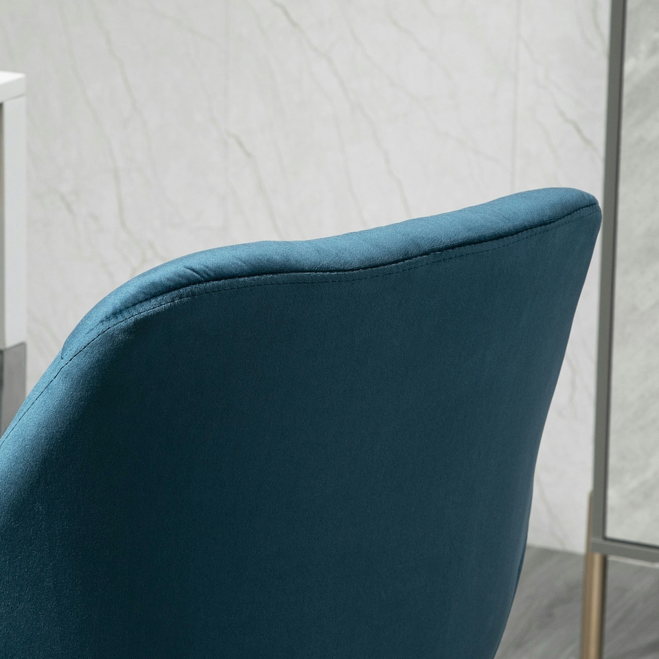 image 1 of Vinsetto Velvet Home Office Chair Desk Chair with Adjustable Height, Blue