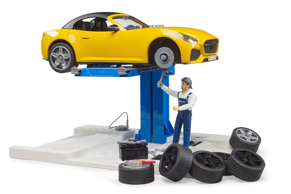 image 1 of Bruder bworld Car Service Centre BRUDER Roadster Detailed Vehicle & Playset Model
