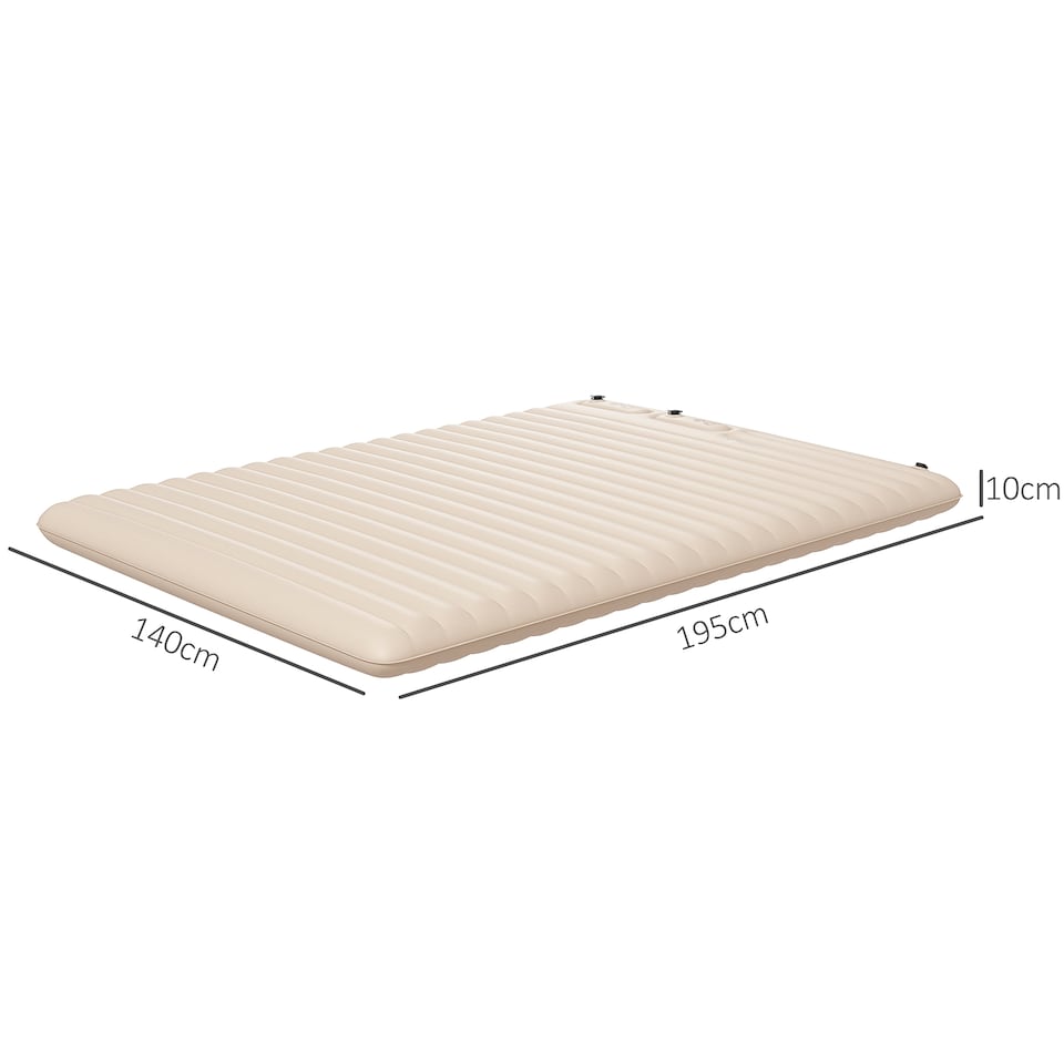 image 1 of Outsunny Double Air Bed Inflatable Mattress, 195 x 140 x 10cm, White