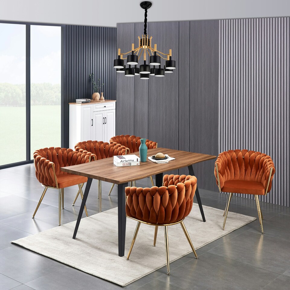 image 1 of Single Roma Knot Velvet Armchair with Gold Metal Legs, Modern Tufted Design for Living Room Orange