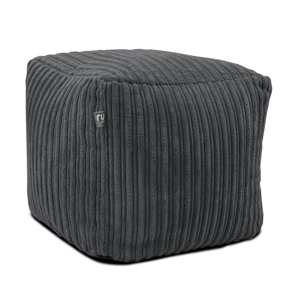 image 1 of rucomfy Indoor Jumbo Cord Bean Bag Footstool - Cube Pouffe