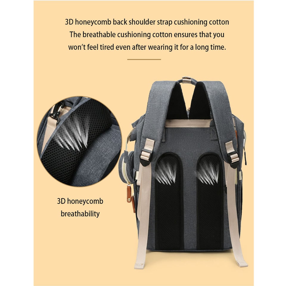 image 1 of Multifunctional Maternity and Baby Backpack for Outings | Grey | Dark Grey