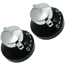 SPARES2GO Control Knob for Belling  444445523, 444445724  New World 444441153 Gas Oven Cooker (Pack of 2 Knobs) Black | Silver