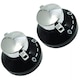 image 1 of SPARES2GO Control Knob for Belling  444445523, 444445724  New World 444441153 Gas Oven Cooker (Pack of 2 Knobs) Black | Silver