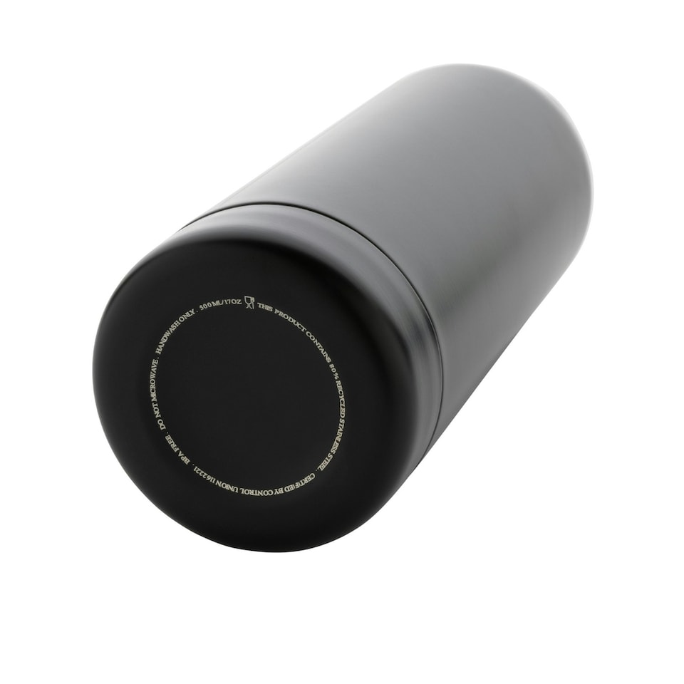 image 1 of XD Collection Impact Recycled Stainless Steel Vacuum Insulated 500ml Water Bottle - Black - One Size Black | One Size