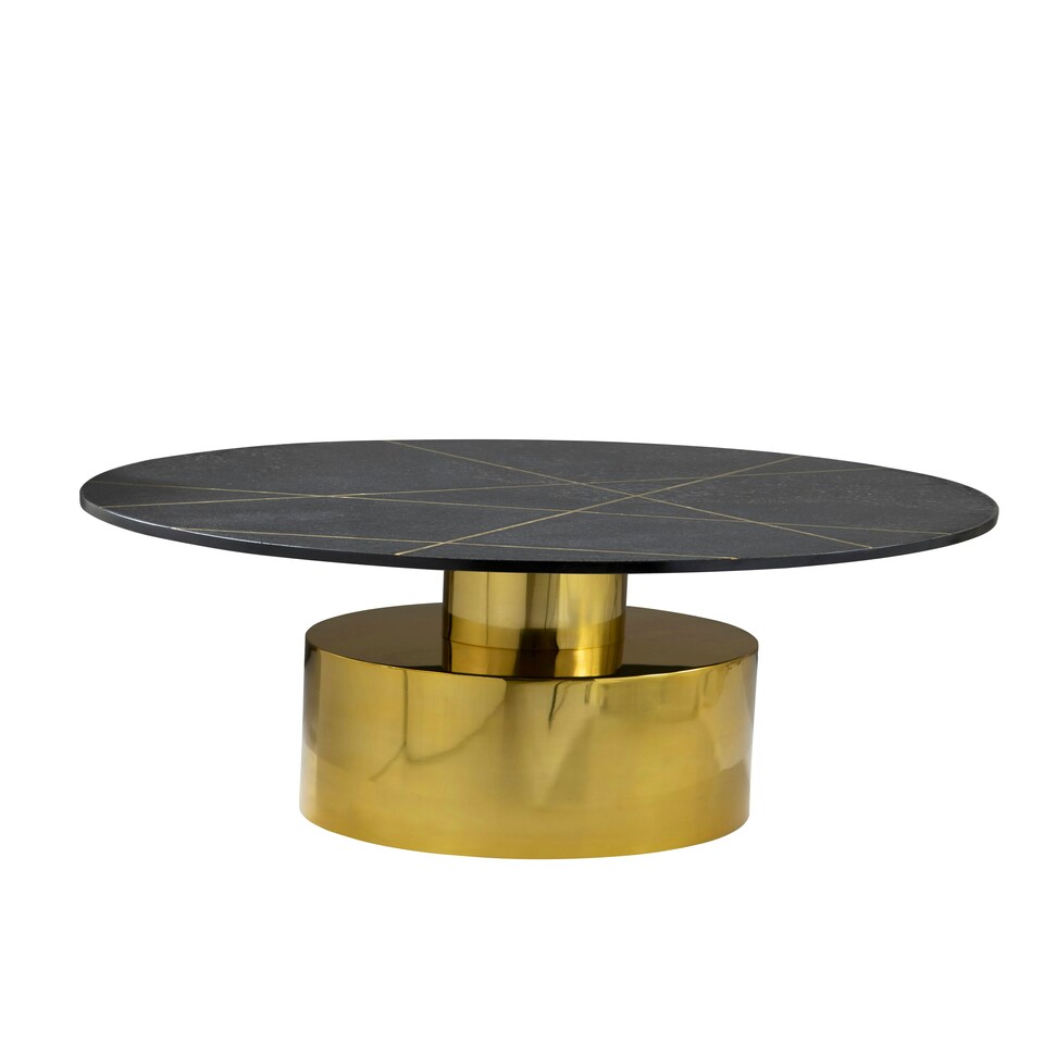 image 1 of Interiors by Premier Coffee Table With Black Marble Top, Gold Finish Lounge Table, Spacious Decorative Table, Modern Accent Table Gold