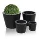 image 1 of Primrose Set of 4 Polystone Black Round Indoor Outdoor Planters in 4 Different Sizes Black