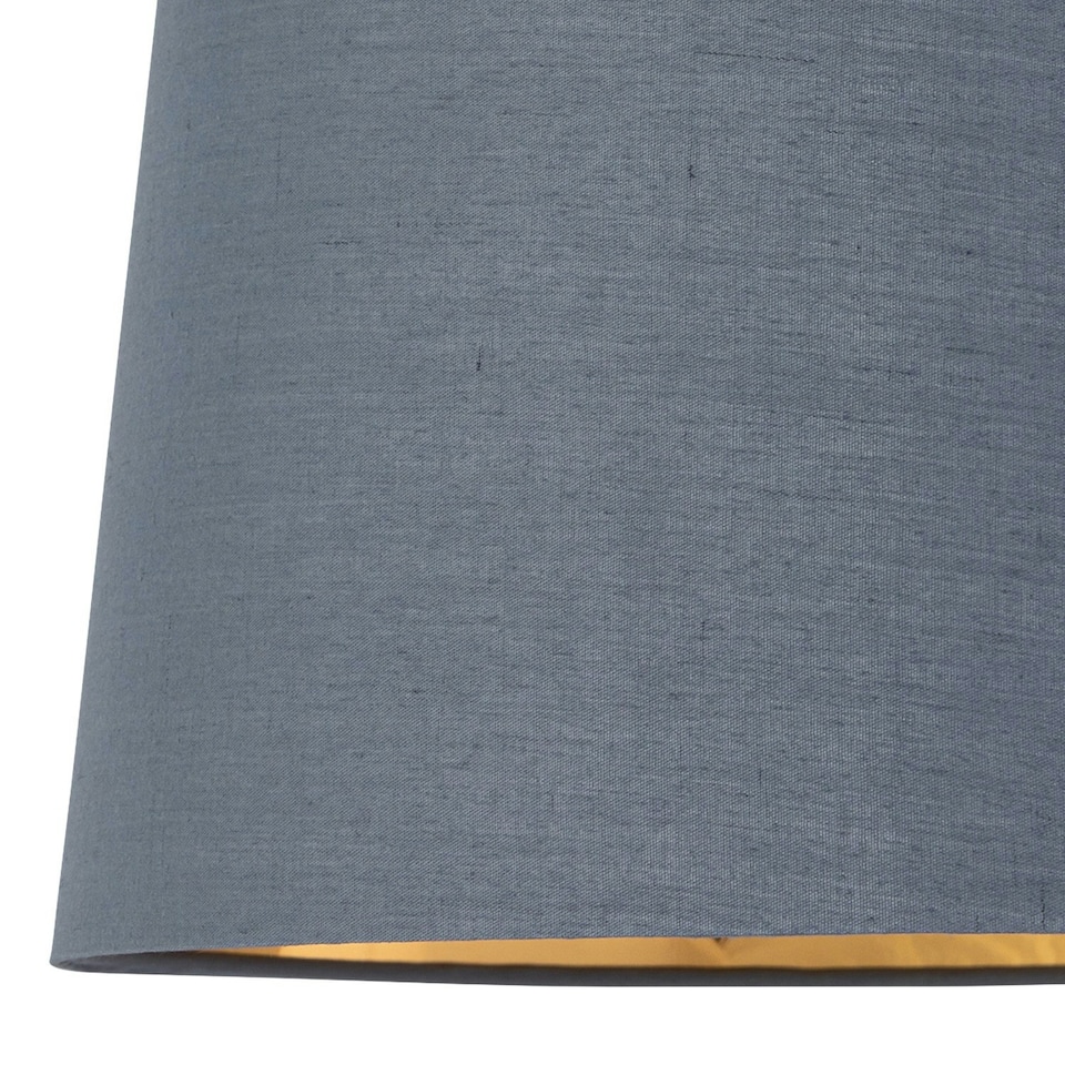 image 1 of First Choice Lighting Set of 2 Zoey Dark Grey with Gold Inner Easy Fit Pendant or Lamp Shades Grey | Gold