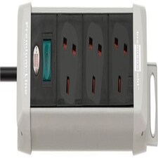 BRENNENSTUHL - Premium-Line Mains Extension Lead, 3 Gang, 3m Lead, Black/Light Grey
