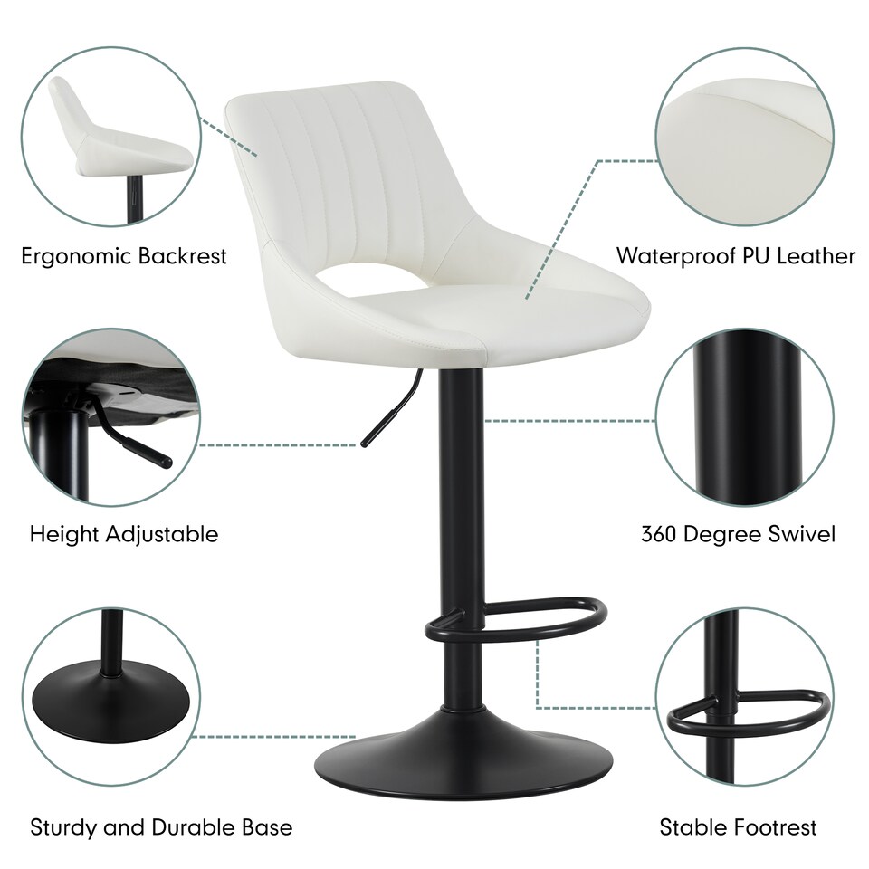 image 1 of MCC Direct Set of 2 Height Adjustable Bar Stool Kitchen Breakfast Chairs Stacey