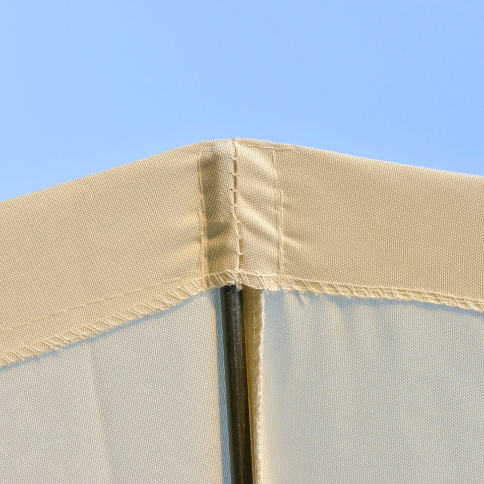 image 1 of Outsunny 2.5m Round Curved Adjustable Parasol Outdoor Metal Pole Off-White