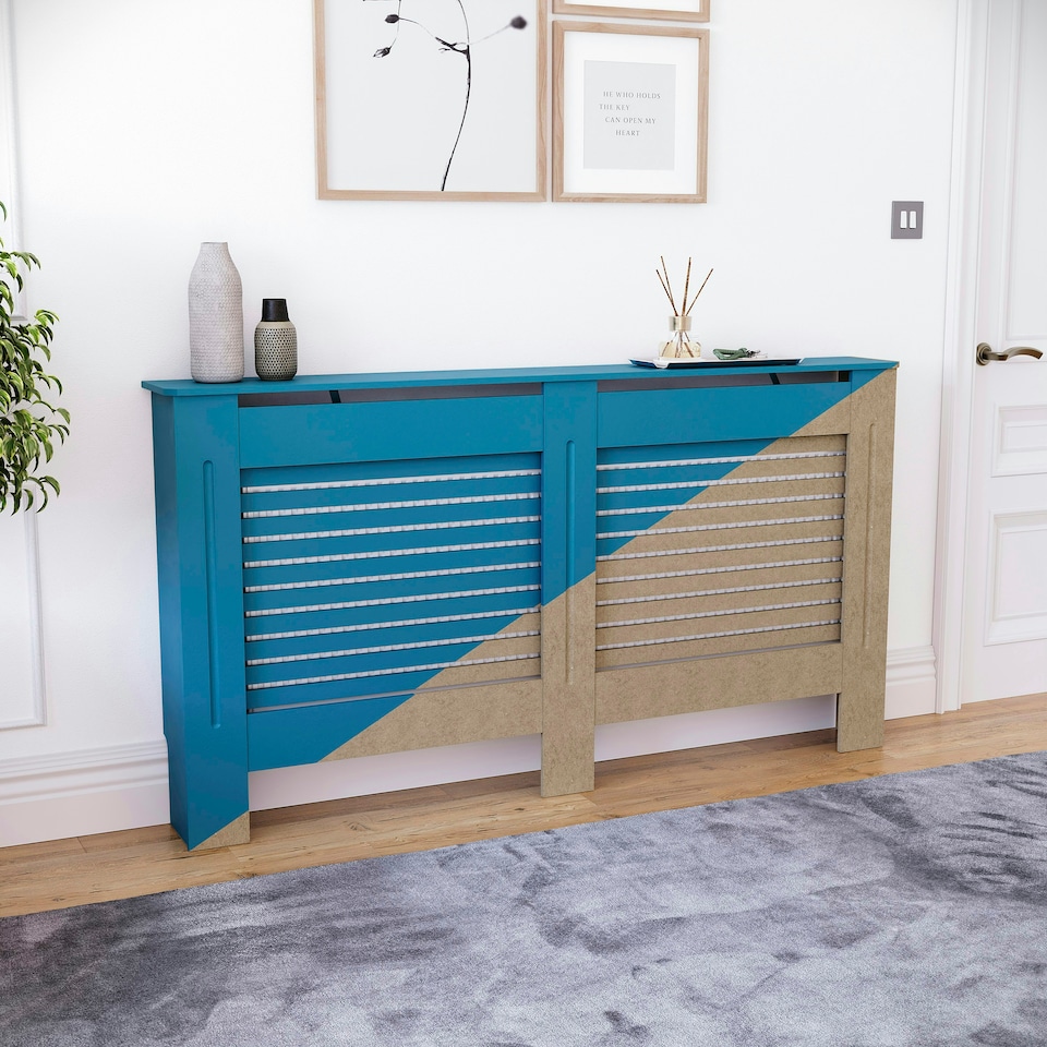 image 1 of Vida Designs Milton Radiator Cover MDF Slatted Cabinet, Unfinished, 152cm