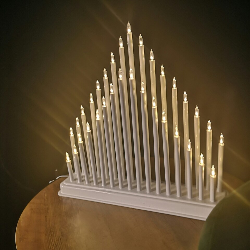 image 1 of 34cm Warm White LED White Candle Bridge Christmas Decoration