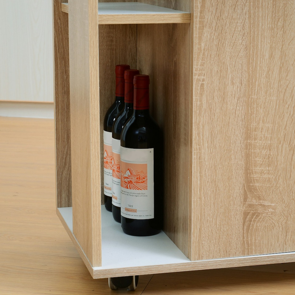 image 1 of HOMCOM Kitchen Storage Trolley Cart Cupboard Rolling Island Shelves Locking