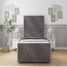 Sloomy Monroe Slate Naples Bed Frame With Mattress With 50" Upholstered Headboard 3' Single