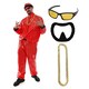 image 1 of Red 90's Rapper Costume - Red Hat, Glasses, Goatee & Gold Chain Red | XL