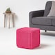 image 2 of Homescapes Hot Pink Cube Cotton Knitted Pouffe Footstool