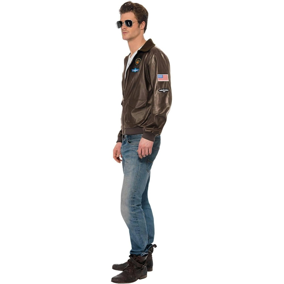 image 1 of Top Gun Unisex Adult Costume Jacket - Brown - XS | Multi | XS