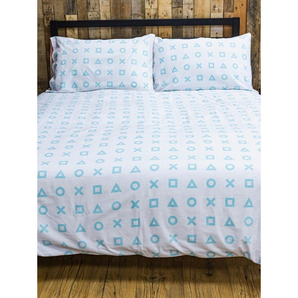 image 1 of Playstation Marble Duvet Cover Set - Pink/Blue/White - Double Pink | Double