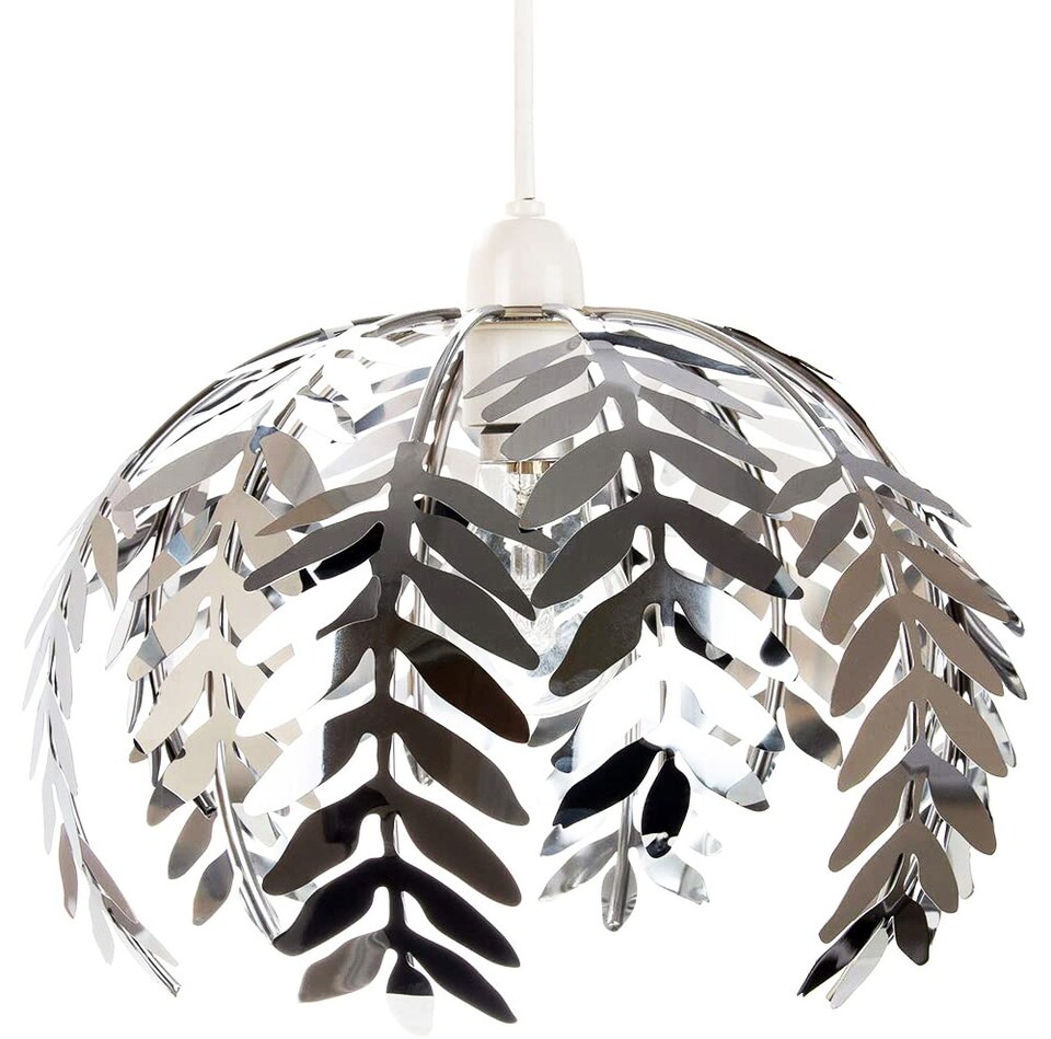 image 1 of Traditional Fern Leaf Design Ceiling Pendant Light Shade in Silver Chrome Finish | Silver