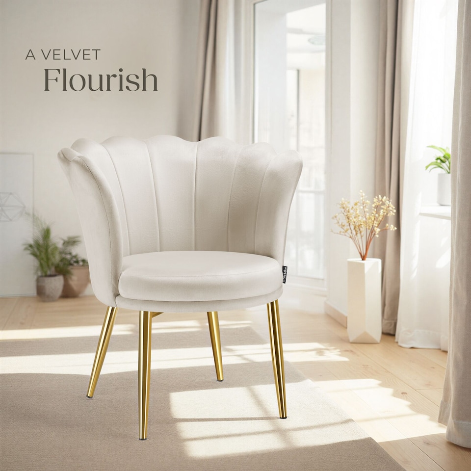 image 1 of Armchair Stella - faux fur or velvet, thick padding, 67x64x76cm | Cream | velvet look cream/gold | One Size | 1