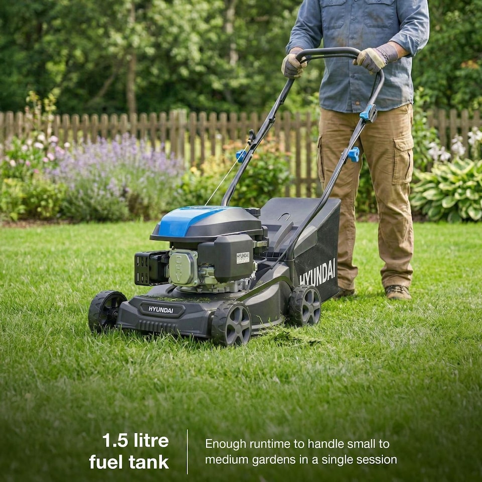 image 1 of Hyundai 16 Inch 40cm Petrol Lawnmower, Hand Push, 139cc Engine HYM16130PX