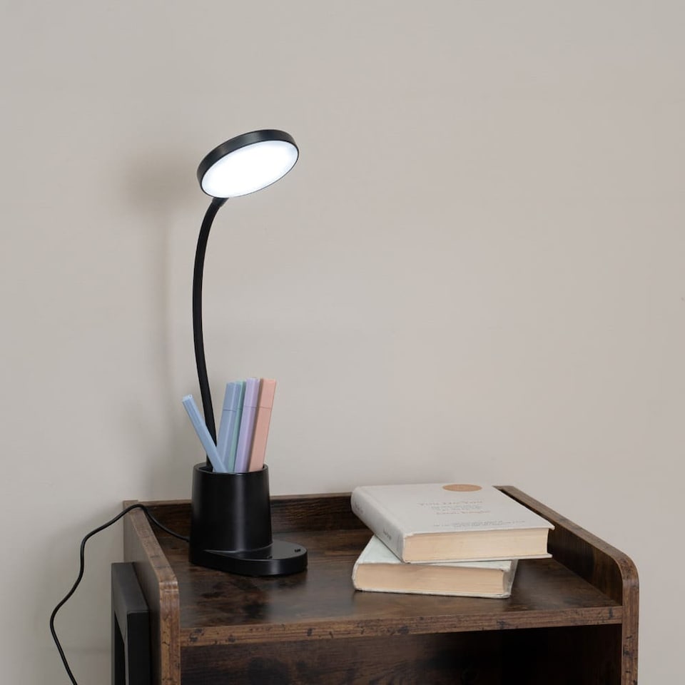 image 1 of ValueLights Marco Adjustable Black Rechargeable Flexi Desk Lamp