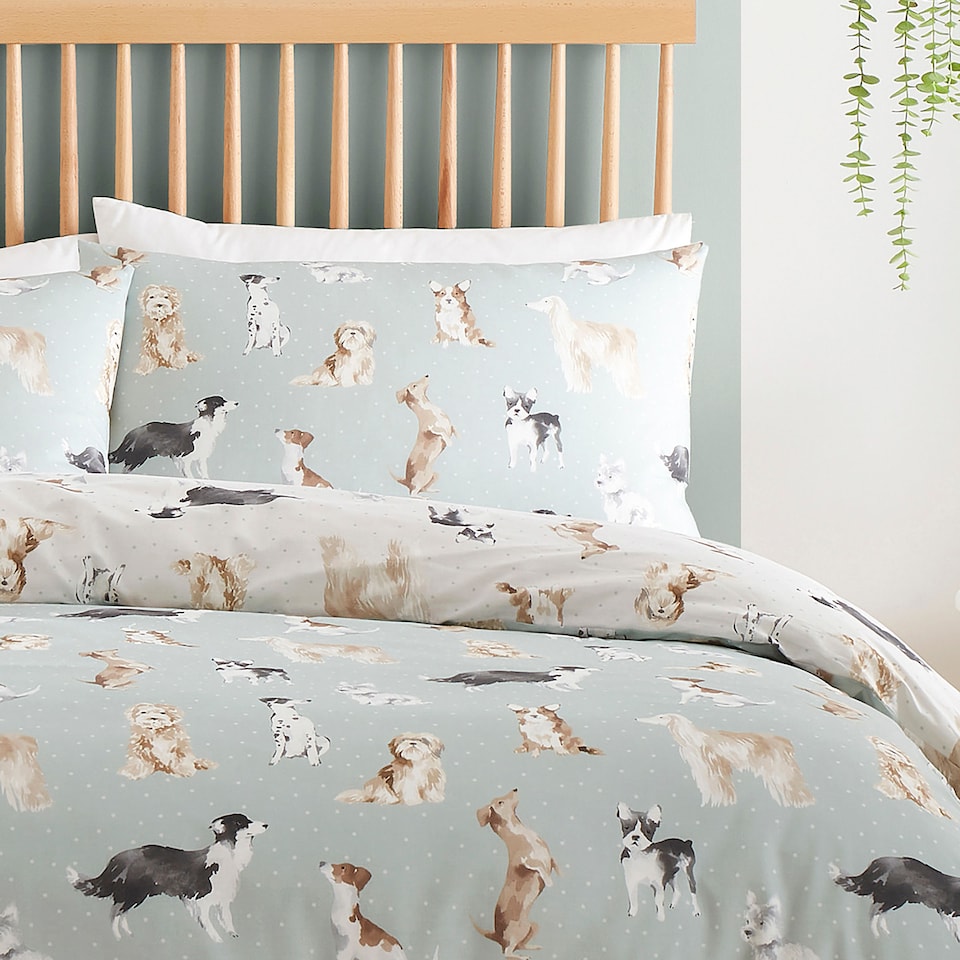 image 1 of Fusion Cute Dogs Duvet Cover Set Duck Egg