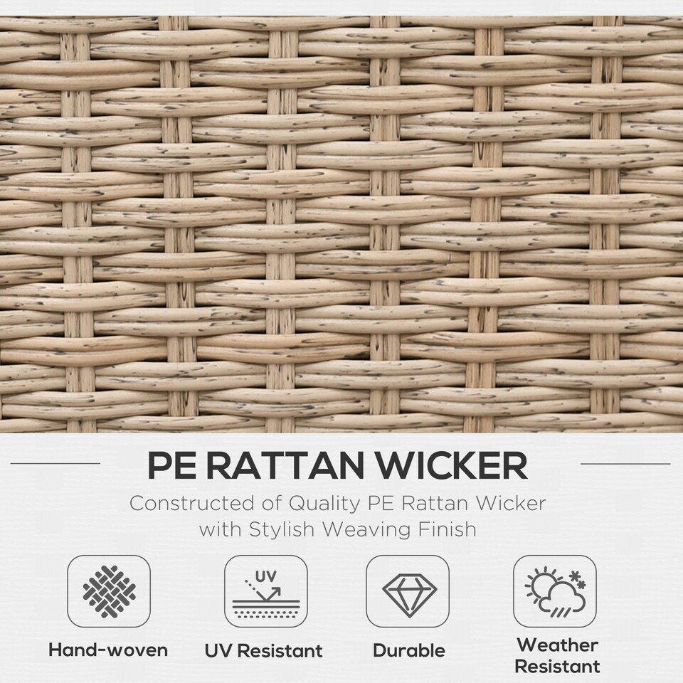 image 1 of Outsunny 4Pcs Rattan Sofa Set Garden Furniture Set with Armrest Cushions Beige