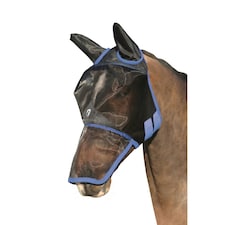 Hy BHB Equestrian Mesh Full Mask With Ears And Nose - Black/Palace Blue - Pony