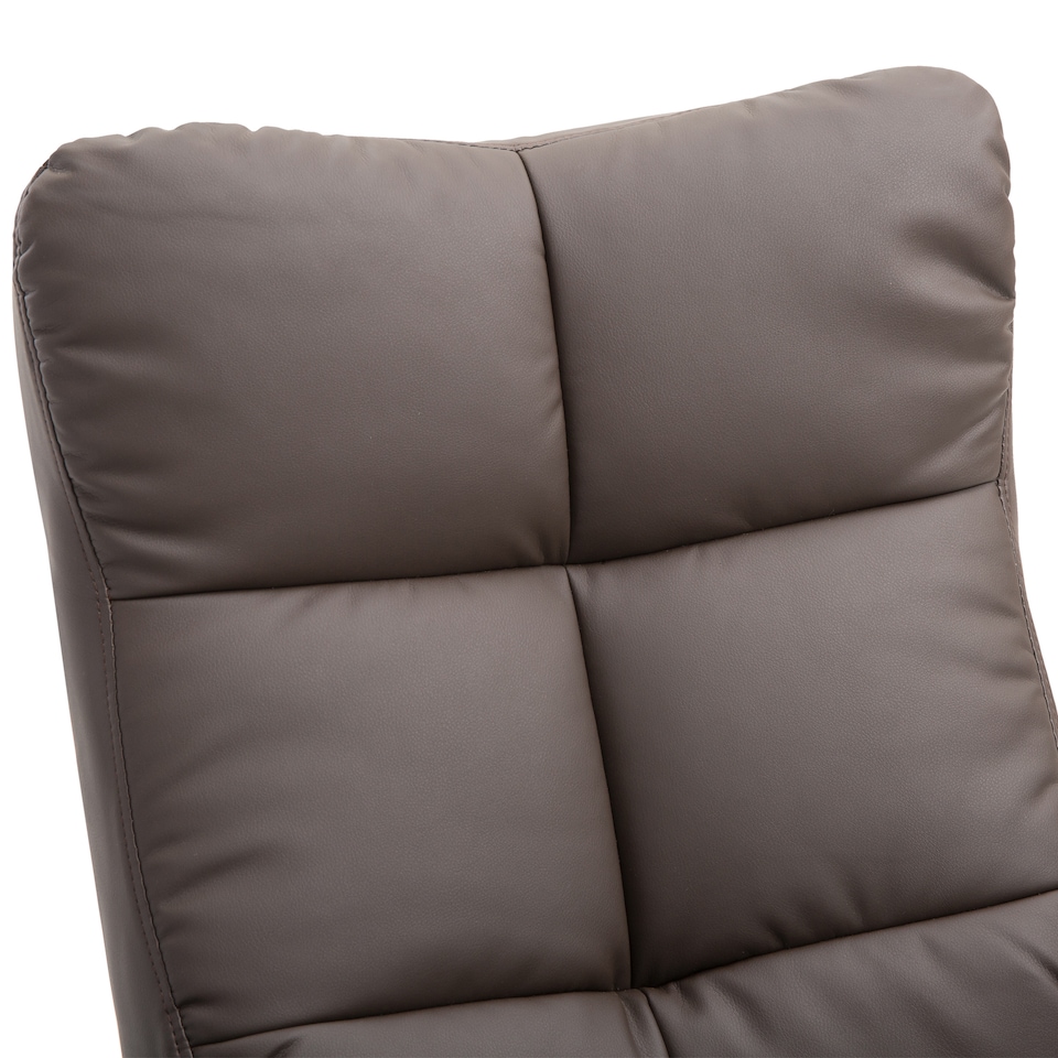 image 1 of HOMCOM PU Leather Swivel Recliner Chair with Footstool, Wooden Base and Storage for Living Room, Brown