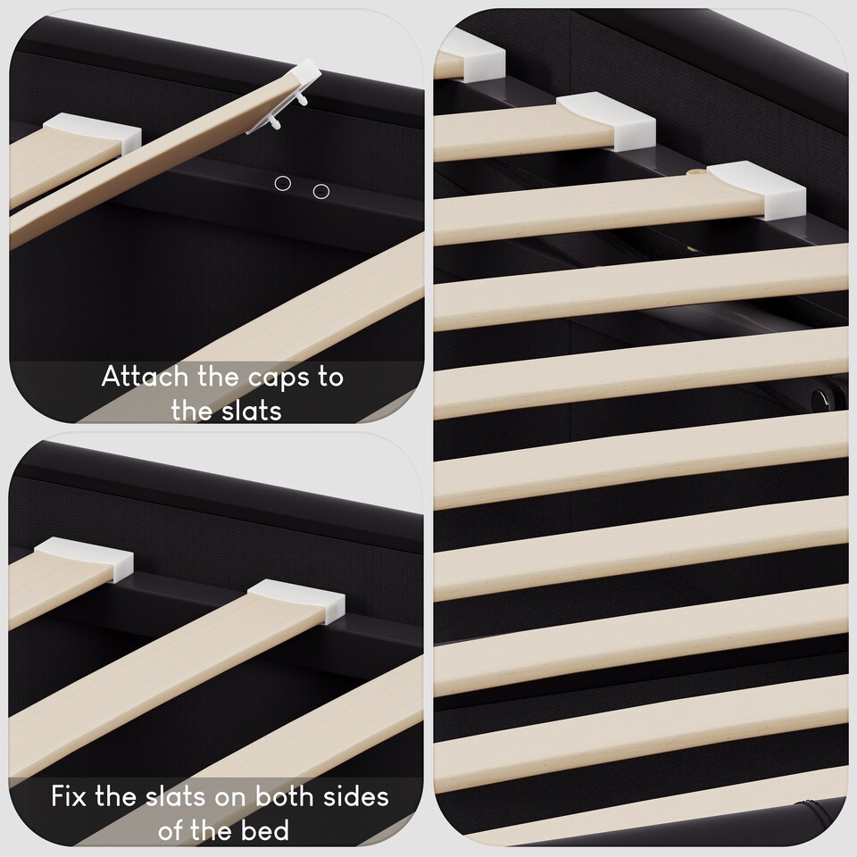 image 1 of Vida Designs Lisbon 5ft King Size Ottoman Bed Storage Faux Leather, Black, 150 x 200cm