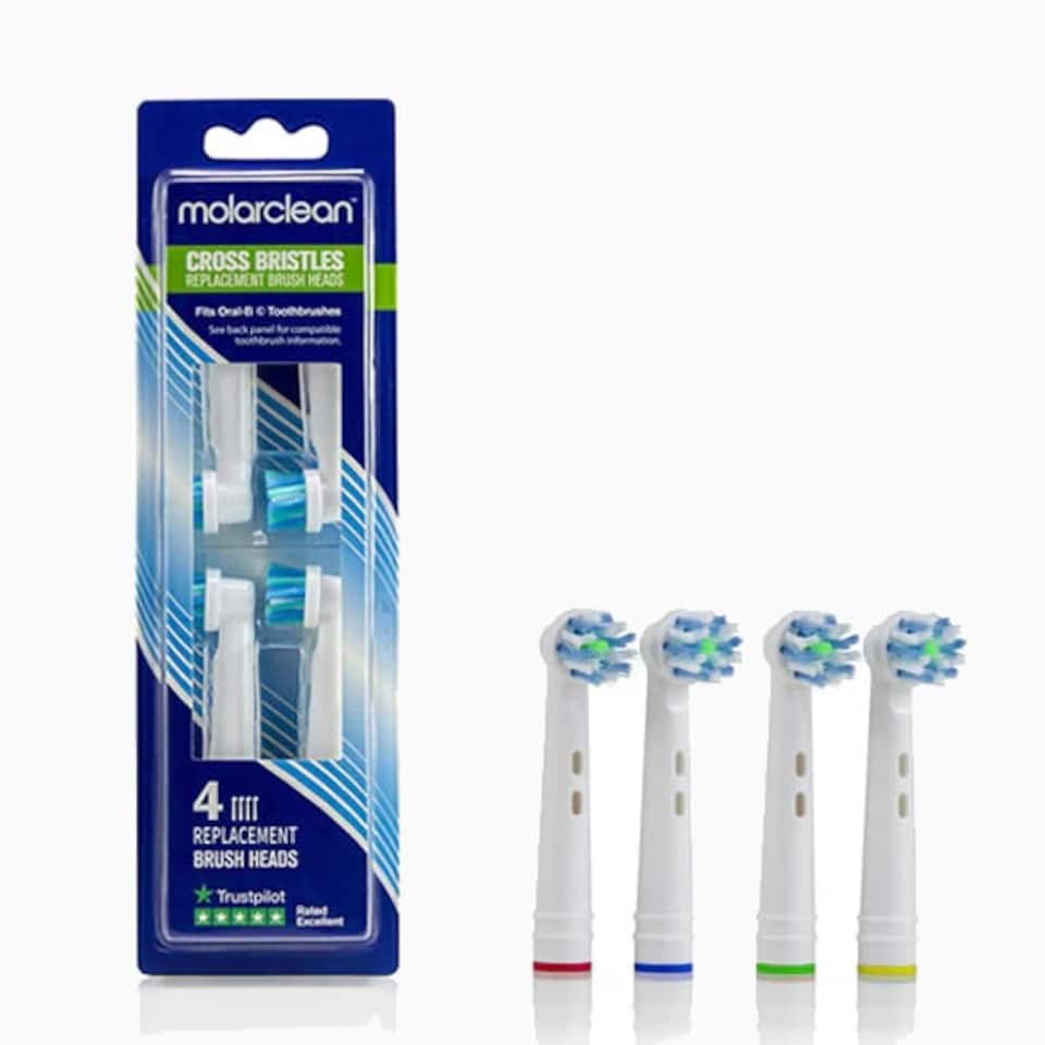 Molarclean Cross Toothbrush Heads 4 pack (Oral-B Compatible)