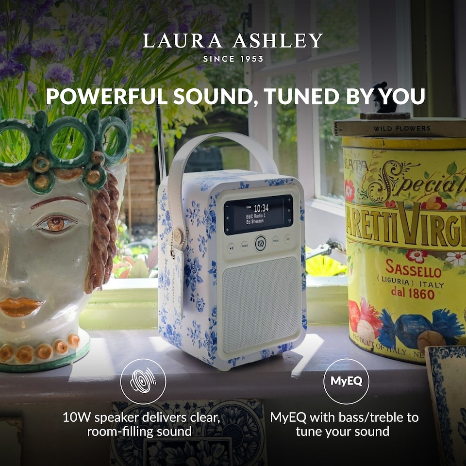 image 1 of Laura Ashley Portable DAB Radio Alarm Clock Monty DAB+FM Digital Radio