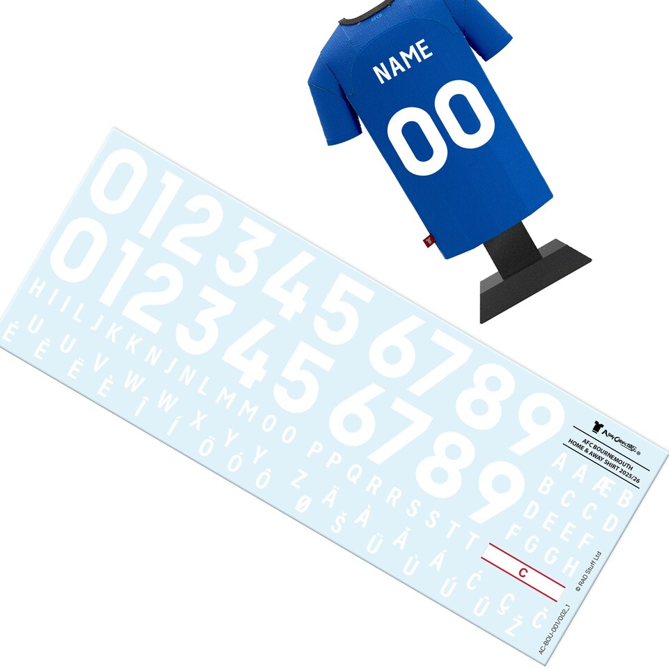 image 1 of RadStuff Alloy Metal Football Shirt - AFC Bournemouth Away Kit 2025/26