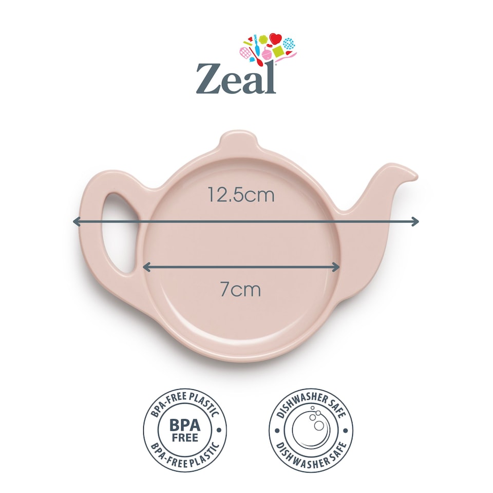 image 1 of Zeal Teapot Shaped Melamine Tea Bag Tidy Spoon Rest, Rose Pink