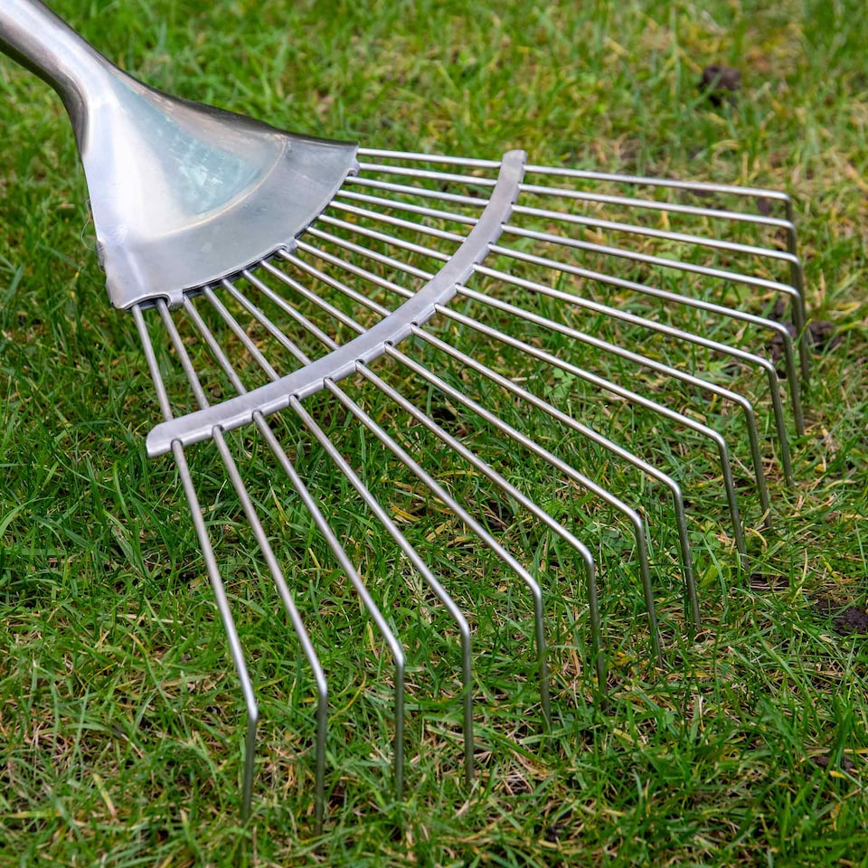 image 1 of Kent & Stowe Garden Life Lawn Rake, Lightweight Stainless Steel Head with Ash Handle | Multi | 1 x Lawn Rake