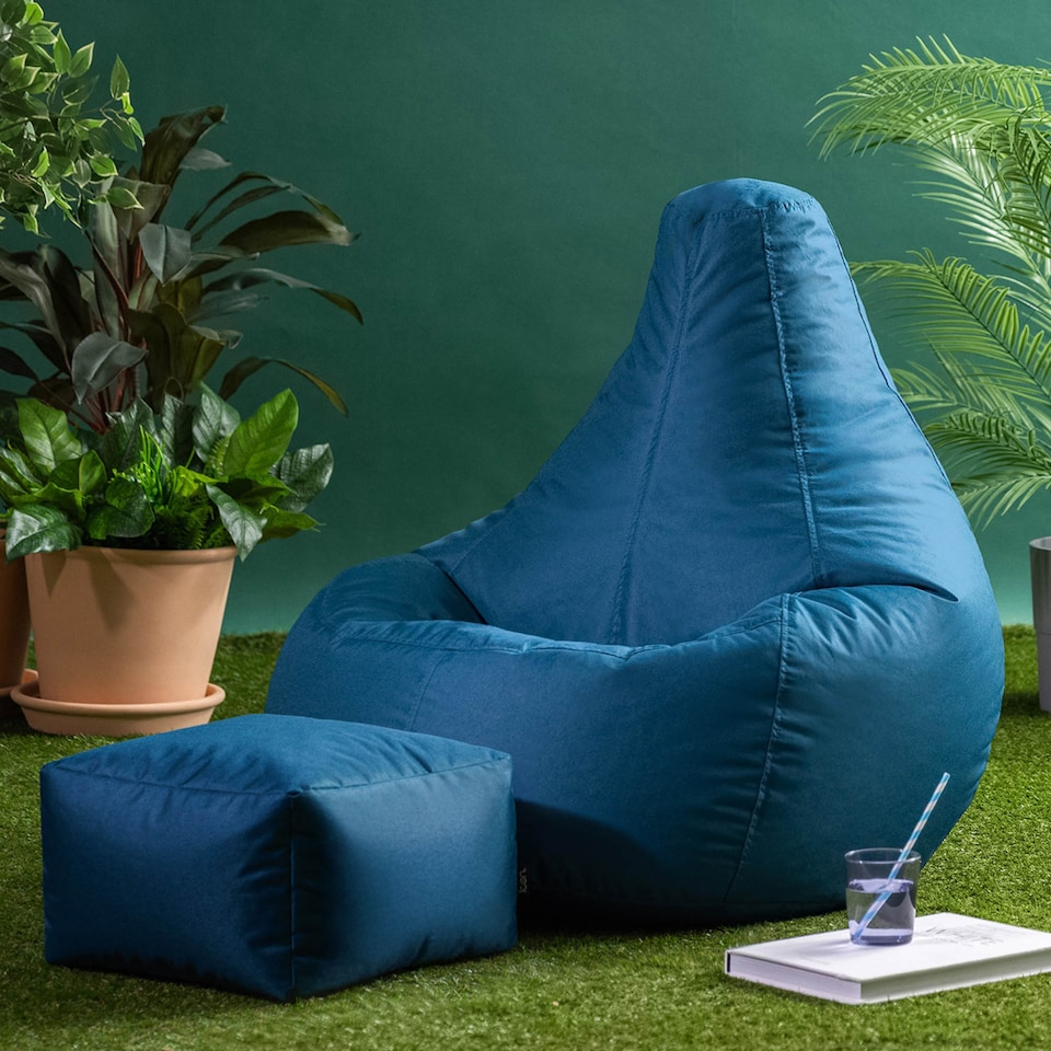 image 1 of icon Dalton Water-Resistant High Back Beanbag and Footstool, Teal