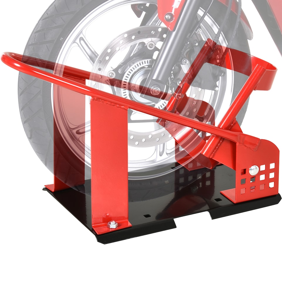 image 1 of HOMCOM Motorcycle Wheel Chock 8-15.5 cm Metal Holder For Truck And Trailer