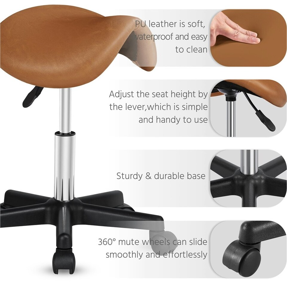 image 1 of Yaheetech Adjustable Salon Chair for Massage Brown | Retro Brown