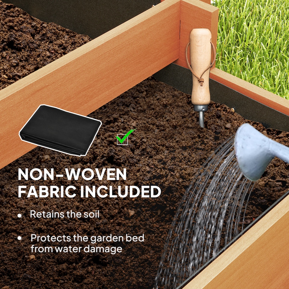 image 1 of Outsunny 3 Tier Wooden Garden Planters with Trellis for Vine Climbing Plants | Brown | Brown