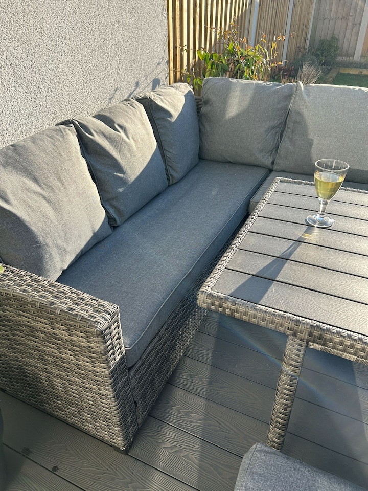 image 1 of York 8 Seat Mixed Grey Rattan Corner Sofa Dining Set
