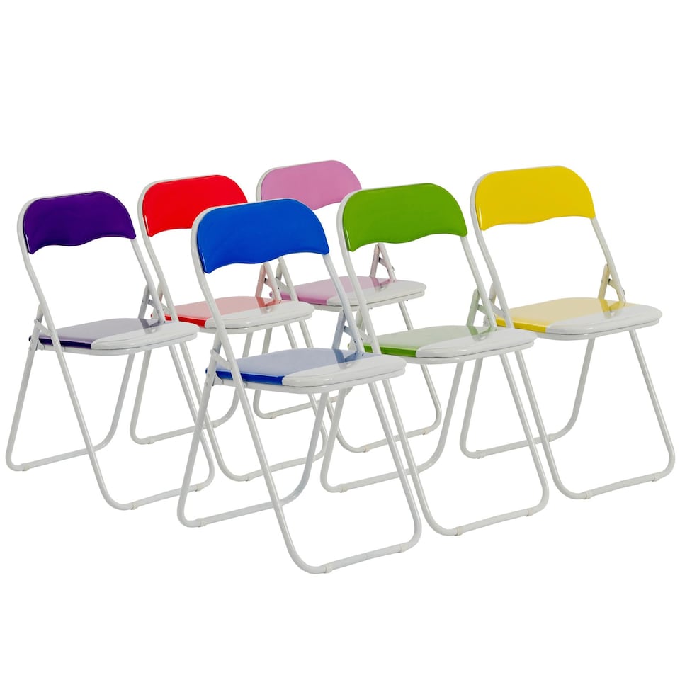 image 1 of Harbour Housewares Harbour Housewares Coloured Padded Folding Chairs - 44cm - Multi - Pack of 6 | Multi | Multi