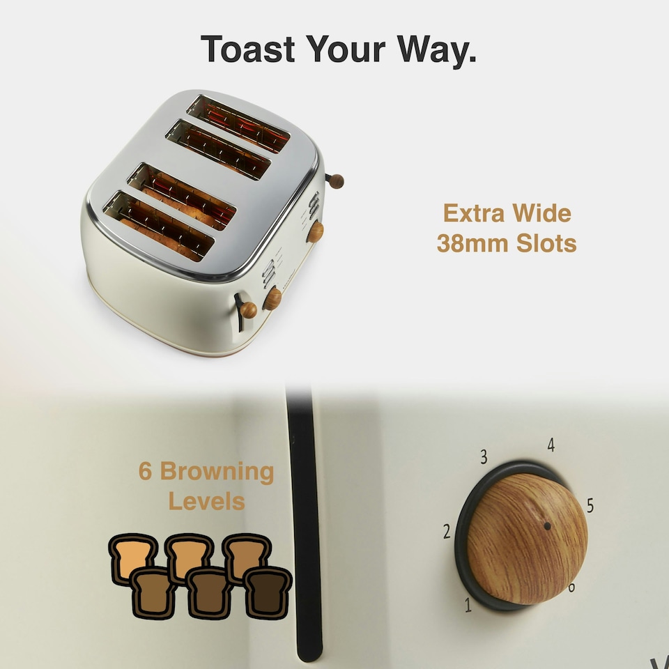 image 1 of VonShef 3000W Kettle and 1500W Toaster Bundle Set Cream